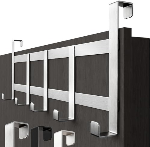 Menz Appendiabiti da porta, inox - attaccapanni da varco argento, salvaspazio - appendino universale, sostegno per ingresso, supporto per interni