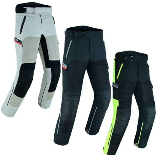 BOSmoto Herren Motorradhose mit Protektoren – wasserdichte Kombihose mit herausnehmbarem Futter,Motorrad Sommer Textil Hose Ventilated (DE/NL/SE/PL, Alphanumerisch, L, Regular, Regular, Gray)