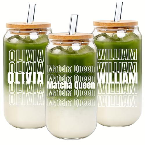 Mason Life Glas Personalisiert mit Namen, 530ml Trinkbecher mit Deckel & Strohhalm – Geschenk für Mama, Freundin