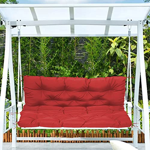 Altalena per esterni, cuscino per seduta con tendone impermeabile e schienale, rosso, 120 x 100 x 10 cm, panca da giardino ispessita, per uso da terrazza