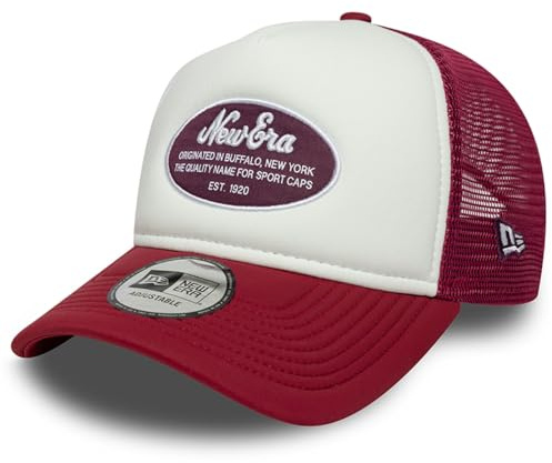 New Era Oval Foam Patch Trucker Adjustable Cap NE Logo Weiß Rot, Size:OneSize