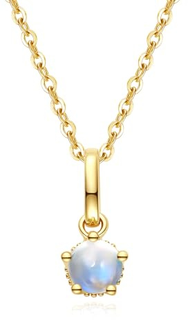FANCIME Geburtsstein Kette aus Solide 14 Karat 585 Gelb Gold mit Edelstein Anhänger, Geburtsstein Halsketten Feine Geschenk Schmuck für Damen, Verstellbares Kette: 40 + 5 cm