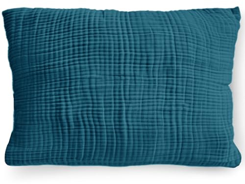 PinkZebra Bio-Musselin Kissenbezug 40 x 60 cm für Kinder & Erwachsene, weicher Kopfkissenbezug GOTS-Zertifizierung, Kissenhülle mit Reißverschluss, Made in EU, Ocean