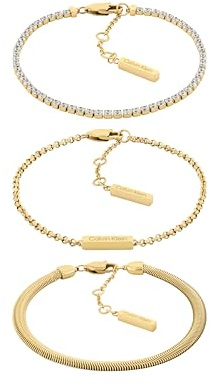 Calvin Klein CK Trio Collection Set med 3 Armband för kvinnor, i rostfritt stål med kristalldetaljer, finns i silver eller guld