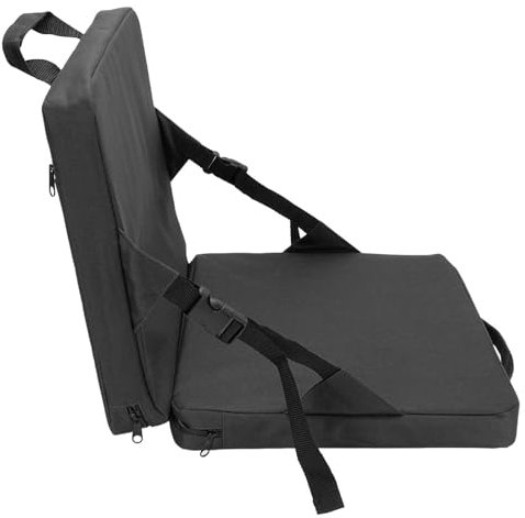 Ghzste Gradin Cuscino con schienale, Cuscino per sedile stadio pieghevole con supporto per schiena, maniglia portatile, cuscino di Gradin per esterno (nero)