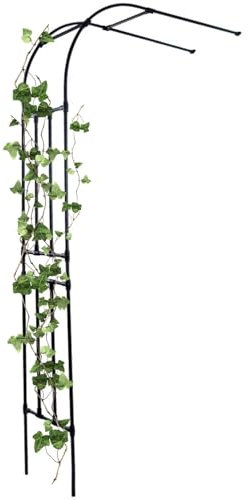 Arco de jardín de metal grande para plantas trepadoras, resistente a la intemperie, pérgola de acero, montado en la pared, arco, rosal, toldo de boda, 150 x 240 x 4 cm