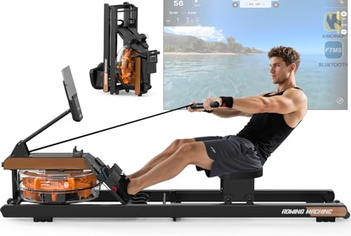 ORISYN Rudergerät für Zuhause Klappbar: Bluetooth Rudergerät Wasser mit Verstellbarem Tablethalter - 98% Vormontierte Klappbare Rudergeräte160KG Belastbar