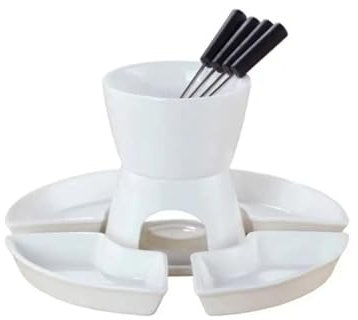 MYOLIO Caquelon À Fondue Au Fromage Portable avec Fourchettes : Poêle À Chaud en Céramique, Ultra-Souple for La Fonte du Chocolat Et des Glaces, Facile À Nettoyer(Package 2)