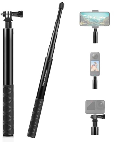 PULUZ Insta 360 Unsichtbarer Selfie Stick 114cm, Insta 360 Invisible Selfie Stick mit Adapterbasis & Doppelschraube für Insta360 One RS / X2 / X3 / X4 / DJI Osmo 360