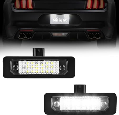 Nilight License Plate Lights Compatible with 2010 2011 2012 2013 2014 Ford Mustang 2008 2009 Ford Mercury Sable 2014 2015 Ford Edge 2010-2018 Ford Taurus with Black housing 6000K White 2PCS Pack