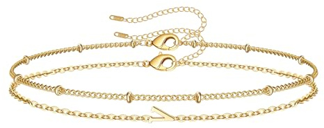 RMMD Armband Gold - 18K Vergoldete Armband mit Buchstaben A-Z Armbänder Damen Personalisiertes Buchstaben Armbänder Armkette Damen Gold Schmuck Geschenke für Frauen Mädchen
