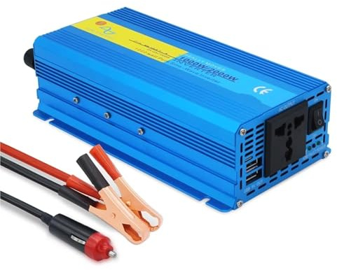 Inversor Inversor De Potencia Solar De Onda Sinusoidal Pura De 24V A 220V Convertidor Potente 60 Hz para Caravanas Y Camping Al Aire Libre(2000W Peak)