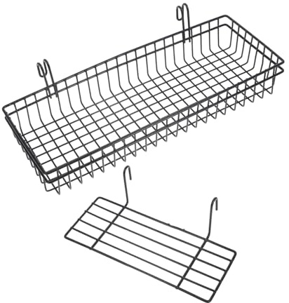 Ipetboom Cesta Colgante de Pared de Rejilla 2 Piezas de Hierro Negro
