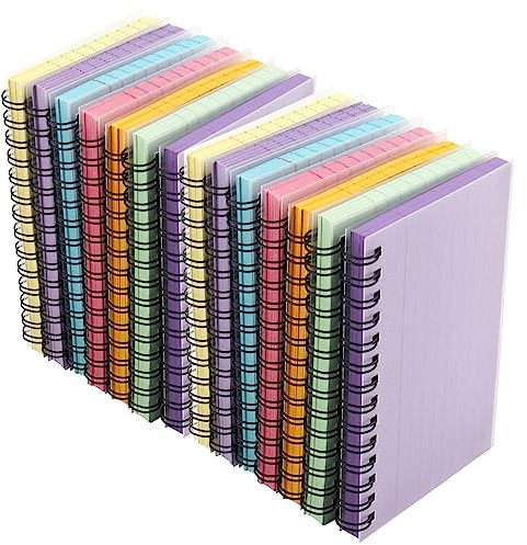 NGOSUET 14 Stück Karteikarten Liniert, 125x75mm Spirale Flashcard Lernkarten Vokabelkarten, 50 Blatt pro Block, 7 Farben Index Cards mit Transparenter Abdeckung für Lernen Vokabel, Notizen, Treffen
