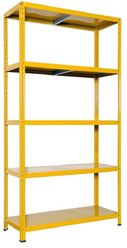 MA MAISON Scaffale in Metallo Ettore - Kit Bulloni, 5 ripiani, Regolabile, 80 kg per ripiano, Regolabile, Salvaspazio per Garage Magazzino, Portante 400 kg - 100x40xh187 cm (Giallo)