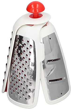 FLEXMAN Juego Rallador Queso, Cortador Giratorio Acero Inoxidable 4 Lados con Pelador y Caja de Almacenamiento, Soporte Portátil Multifuncional Fácil Operación, Picador Verduras (Roja)