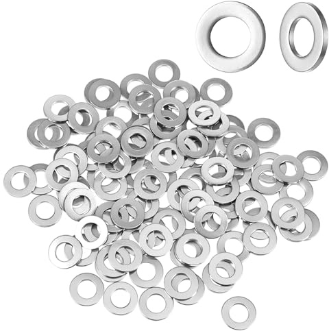 XLIUAX 100 Stück Unterlegscheiben Türscharnier, Silber Unterlegscheiben M5 10mm Fitschenringe Karosseriescheiben für Schrauben, Muttern, Gewindestange, 10mm x 1.0mm