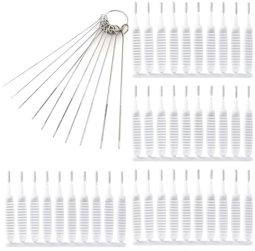 10pcs Shower Cleaner Needles + 40pcs Cleaning Brushes, Heavy Duty Rust-Proof Stainless Steel & Nylon, Efficient Unclogging Tool for Shower Head and Bathroom Faucet, Universal Cleaning Kit for Home Use