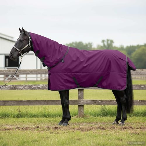 QUAHEAS Hästfilt mörkgrön och svart 165 cm polyester vattentät andas vindtät utomhus stallvide ridsport skydd varm övergång