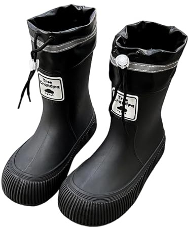Generisch Stivali di gomma per bambini con pile antiscivolo, per ragazze e ragazzi, con fodera in pile, suola antiscivolo, impermeabili, in PVC leggero, suola spessa, caldi e comodi, per inverno e