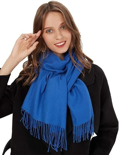 maamgic Schal Damen Baumwolle Warm Herbst Winter Stola | weiches Kaschmirgefühl, warm, hautfreundlich, unifarben, Fransen, Stola, 20+ Farben, Geschenkidee