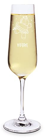 printplanet® Graviertes Sektglas - Leonardo® Sektglas mit Gravur (mit Name oder Text personalisiert) - Design Einhorn