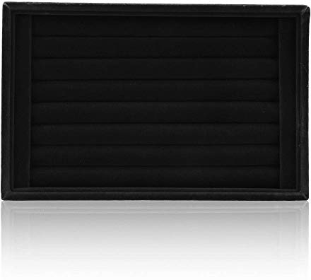 SuperglockT Schmucklade Schmuckdisplay Weich Samt kratzfest Ringbox Schmuckaufbewahrung Ringkasten Ringlade Ohne Abdeckung Schmuck Behälter für Ohrringe Ringe Broschen Halskette 23*15*3cm (Schwarz)