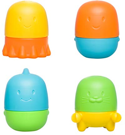 Ubbi Interchangeable Bath Toys for Toddlers and Baby, Colorful Mix and Match Baby Bath Accessory, Water Toys for Toddler Bath Time Play, Set of 4