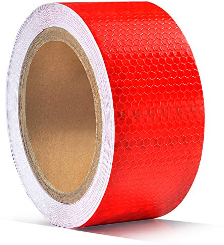 ONTWIE 5cm X 10m Ruban d'Avertissement Réfléchissant, Autocollant de ruban réfléchissant Fluorescent Bande de Sécurité Autocollant de pour la Visibilité de la Nuit, Rouge