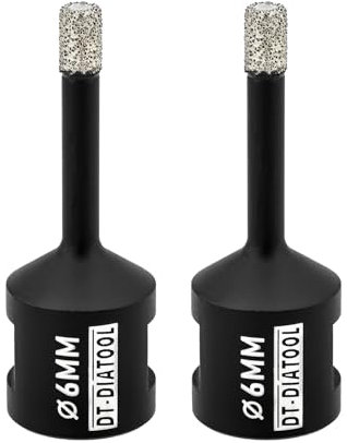 DT-DIATOOL Punte per Trapano Diamantate 2 Pezzi 6mm per Perforazione a Secco Piastrelle Porcellana Marmo Ceramica Granito