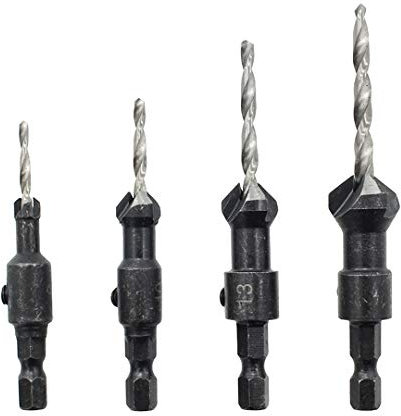 BOZONLI Kegelsenker Senker Bohrer Set 4Pcs Spiralbohrer Zimmerei Reibahle Holz Senkerbohrer für Holz Kunststoff