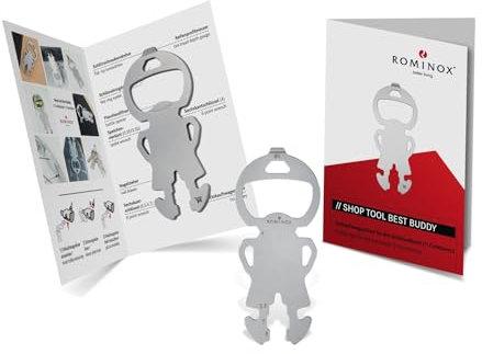 Articolo da regalo: ROMINOX Attrezzo multifunzione a forma di migliore amico, utilizzabile come sblocco per carrelli della spesa con ulteriori utilizzi, 11 funzioni, in acciaio inox