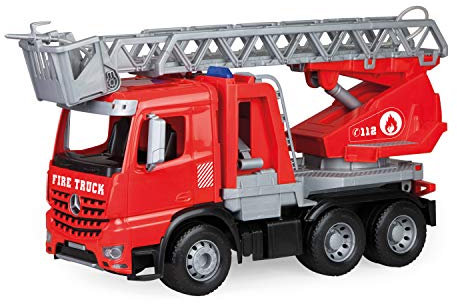 Lena 04615 - Worxx Feuerwehr Leiterwagen Mercedes Benz Arocs, Feuerwehrauto ca. 48 cm, Feuerwehrwagen, Rot