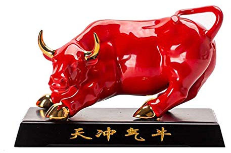 Siunwdiy Rote Feng Shui Reichtum Kuh Statue Figur Home Decor Chinese Keramik Die Spur Gold Statue Tier Skulptur Große Wall Street Tierkreis Kuh Bull Ochs Statue,Large