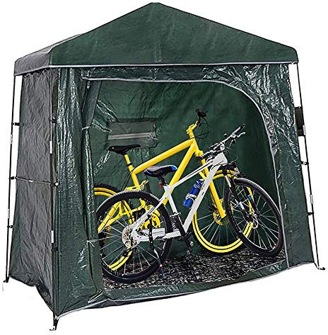 JTYX Fahrradaufbewahrungszelt Dreiradschuppenzelt Robustes Polyester Wasserdichtes Staubschutz Tragbares faltbares Fahrradzelt Gartenpool Aufbewahrungsschuppen Platzsparend