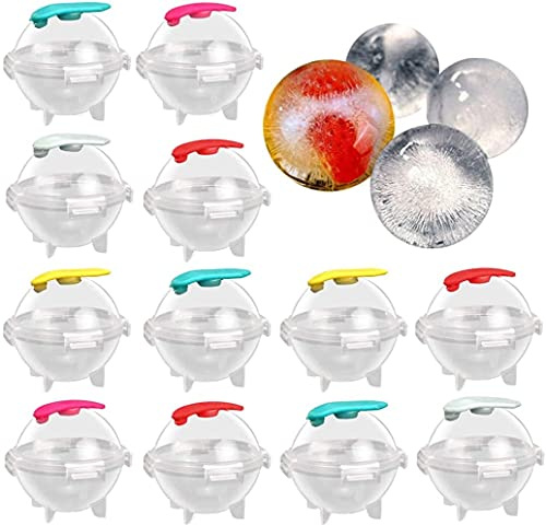 LATRAT 12 bacs à glaçons ronds, de grande taille, en silicone et plastique, adaptés à la fabrication de glaçons et à la cuisine