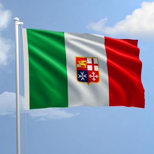Bandiera MARINA MERCANTILE 150x220 cm in poliestere NAUTICO 115 gr/mq con doppia piega perimetrale, corda e guaina. Adatto sia IN/OUT DOOR