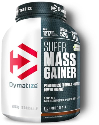 Dymatize Super Mass Gainer Rich Chocolate 2943g - Polvo Para Ganar Peso + Carbohidratos, Creapure Creatina, BCAA y Caseína