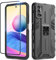 Btstring Funda para Xiaomi Redmi Note 10 5G con Cristal Templado Protector Pantalla, Carcasa Protectora Antigolpes con Soporte Reforzado- Negro