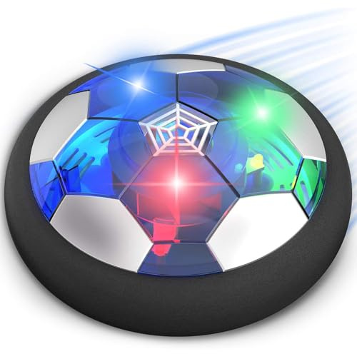NIWWIN Balón de fútbol Hover, balón de fútbol LED, Regalos de fútbol para niños, Juego de fútbol eléctrico para Interiores niños 3 4 5 6-12 años