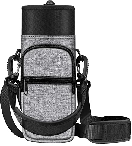 CASEBOT Tragetasche für Wasserflaschen mit Schultergurt | Flaschenhalter-Beutel mit verstellbarem Gurt & 2 Taschen für Wandern, Radfahren, Camping, Reisen & Fitnessstudio