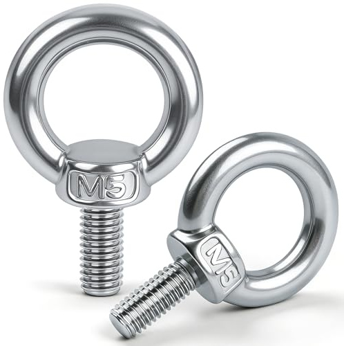 Leryati Ringschraube M5, 5 Stück 304 Edelstahl Augenschraube Ring | Runde Ringbolzen, Außengewinde-Ringschraube for Befestigen Sie hängende Ornamente, Blumentöpfe, Schaukelständer