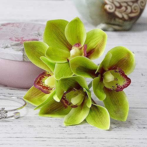 Equirider 4 Stück/Bündel weiße Orchidee Hochzeit Brautstrauß Latex künstliche Blumen Sammelalbum künstliche Hausdekoration