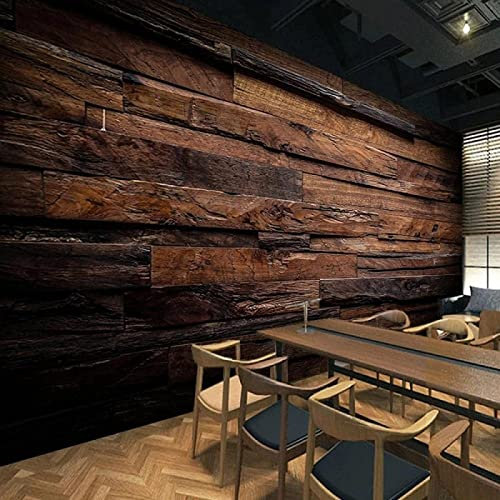 GIVLWF Papier Peint Intissé de Panneaux De Bois Irréguliers Nostalgiques Rétro, Grain De Bois Panoramique Déco Mural - pour Salon Chambre D'enfant Décoration Murale 250 x 175 cm