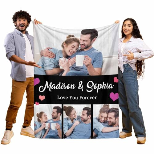Personalisierte Decke Mit Foto - Super Weich Flanell Collage Decke - Fotodecke Mit Eigenem Foto - Geschenke für Vater, Mutter, Kinder, Haustiere, Freunde oder Paare