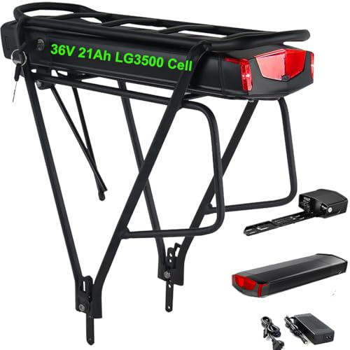 36V 21Ah Batería de Bicicleta eléctrica con portaequipajes - Batería de Iones de Litio Adecuada para Kits de conversión de Bicicletas eléctricas de 500w 250w
