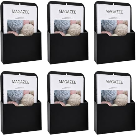 QUARKZMAN 6er-Pack Magnetischer Aktenhalter, Magnetischer Wand-Aktenorganizer für Kühlschrank, Schränke, Zeitschriften, Post, Papier, Briefe, Büromaterial Schwarz