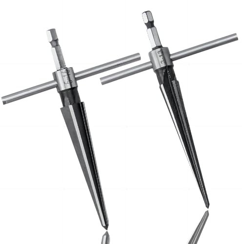 Gasea 2 piezas de Escariador cónico, Escariador Hexagonal Cónico de Mano en Forma de T 3-13mm&5-16mm Escariador Manual de Cono con 1/4 Vástago Hexagonal para Agujeros Herramienta de Molinillo Cónico