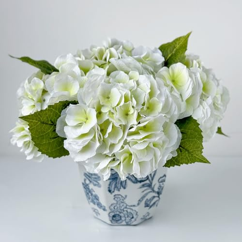 YalzoneMet Künstliche Hortensien, 53,3 cm, fühlt Sich echt an, große Blüte, Makrophylla-Hortensie für Hochzeit, Tisch, Babyparty, Frühling, Zuhause, Wohnzimmer, Küche, Blumendekoration, 3 Stück