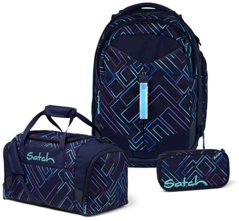Satch Match Schulrucksack Set 3tlg. (Purple Laser) inkl. Schlamperbox und Sporttasche